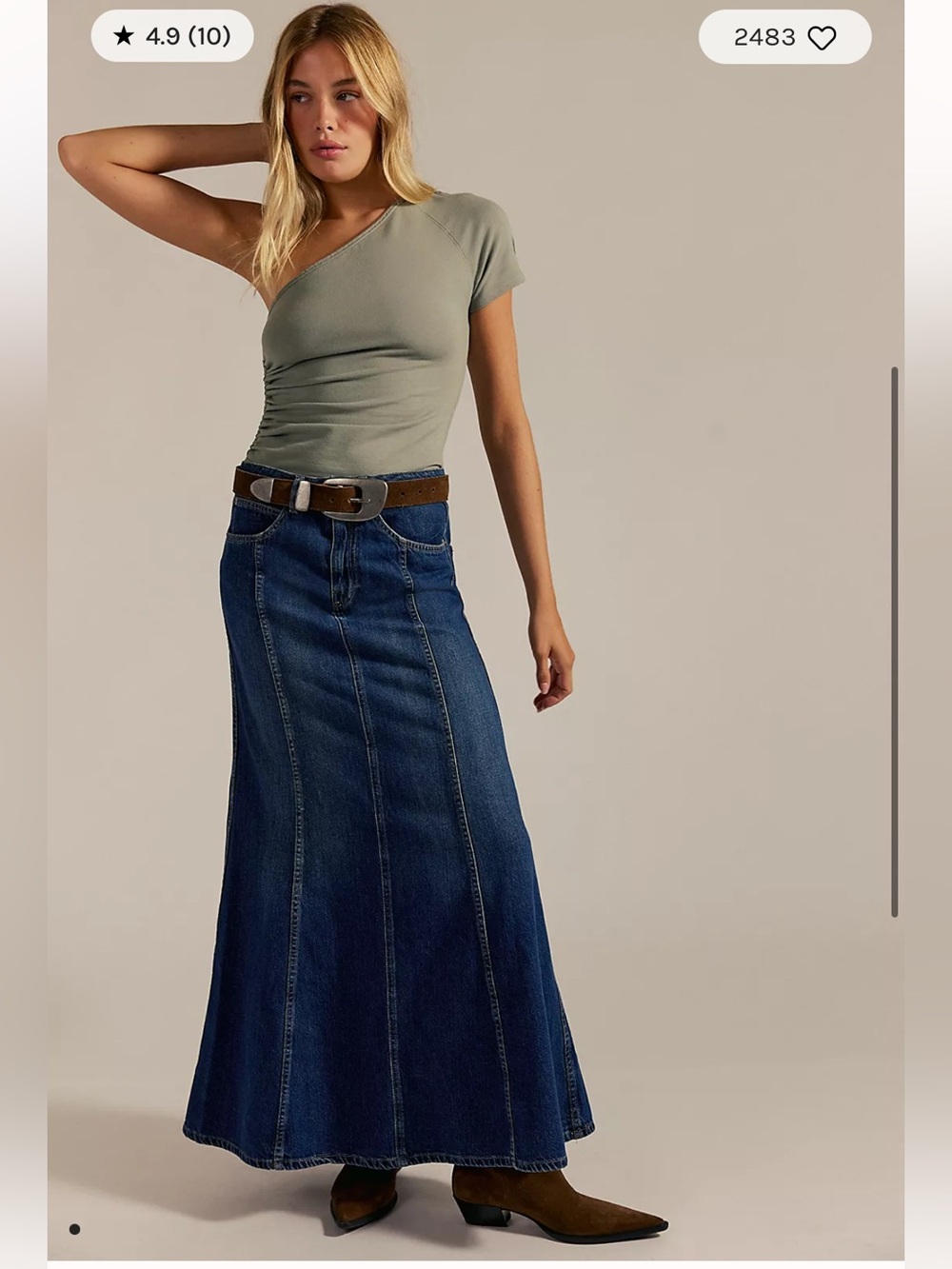 Free People We The Free Off Duty Denim Maxi Skirt 27 Nova Blue NWT